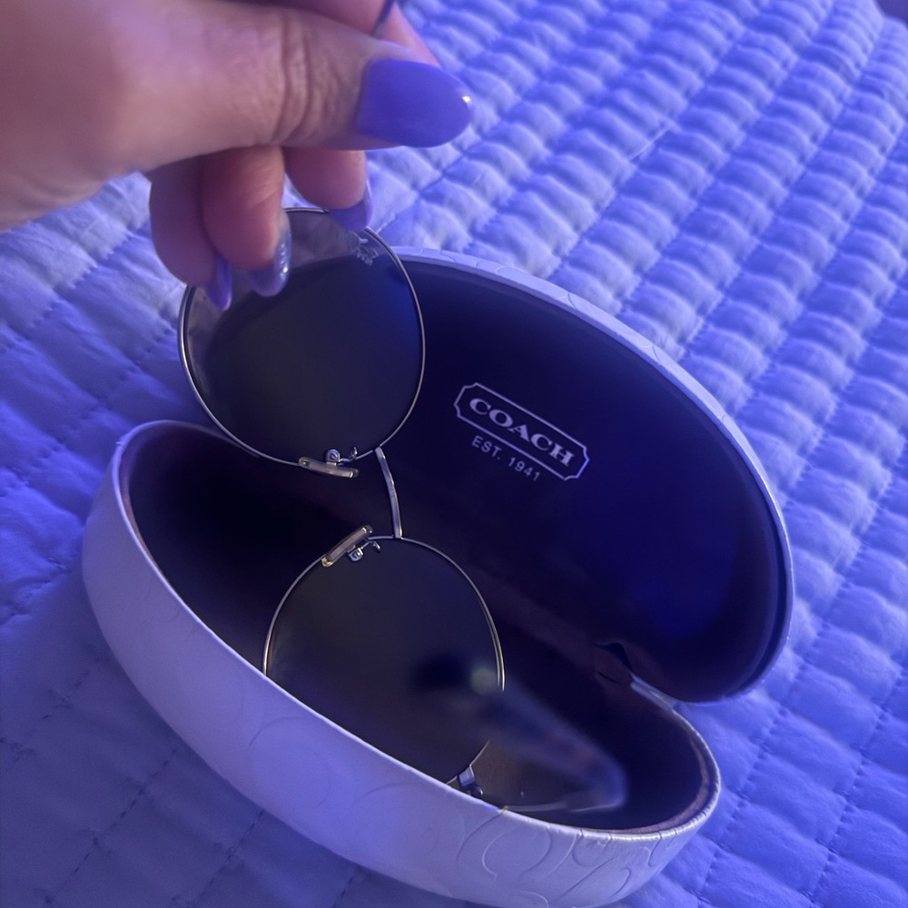 Coach Women's Gold and Black Sunglasses